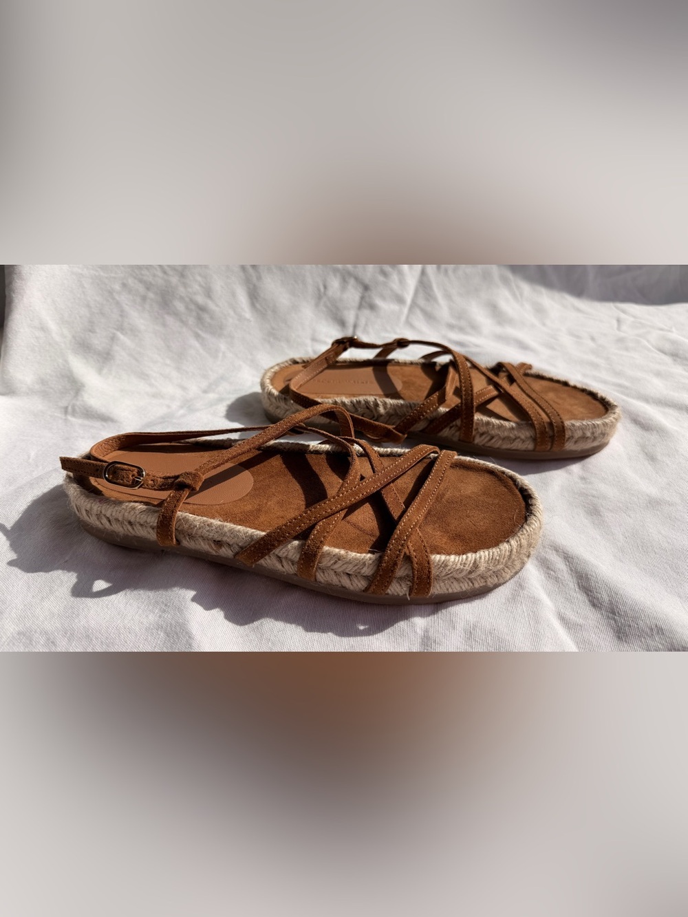 Brown Suede Sandals Brochu Walker Dawson Espadrille Strappy Jute Size 8